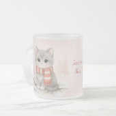 Personalized Cute Kitten Winter Mug フロストグラスマグカップ (正面左)