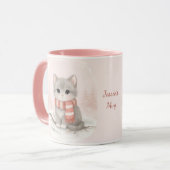 Personalized Cute Kitten Winter Mug マグカップ (正面左)