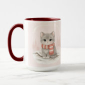 Personalized Cute Kitten Winter Mug マグカップ (左)