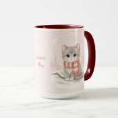 Personalized Cute Kitten Winter Mug マグカップ (正面右)