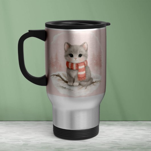 Personalized Cute Kitten Winter Mug マグカップ