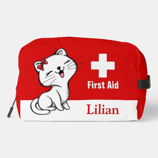 Personalized Cute Kitty First Aid Kit Bag ドップキット (裏面)