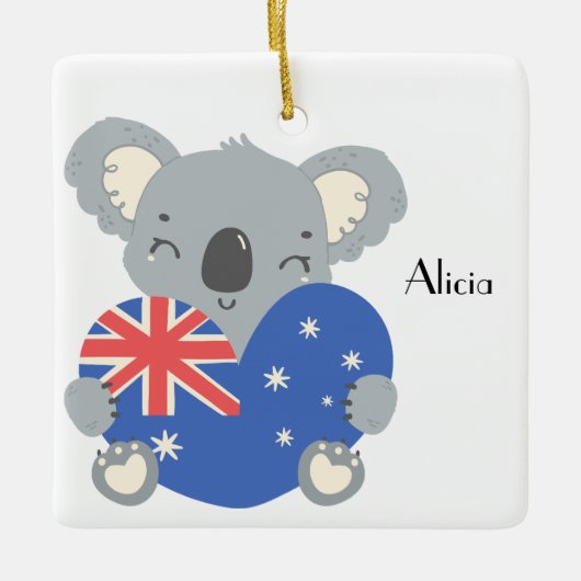 Personalized Cute Koala Australian Christmas セラミックオーナメント (正面)