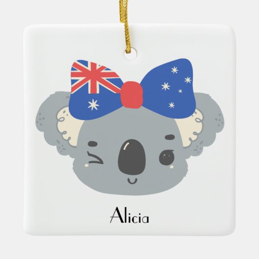 Personalized Cute Koala Australian Christmas セラミックオーナメント (正面)