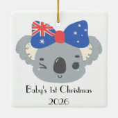 Personalized Cute Koala Baby's 1st Christmas セラミックオーナメント (裏面)