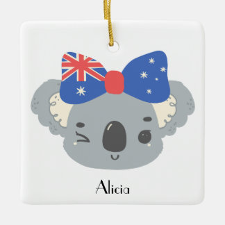 Personalized Cute Koala Baby's 1st Christmas セラミックオーナメント