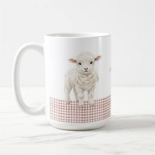 Personalized Cute Lamb Baby Sheep Name Mug コーヒーマグカップ (左)