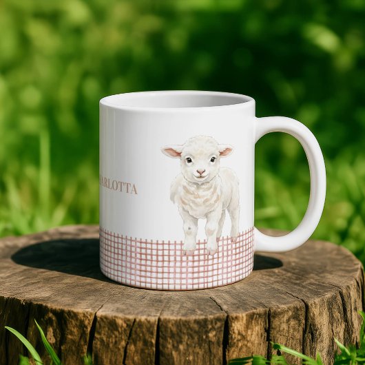 Personalized Cute Lamb Baby Sheep Name Mug コーヒーマグカップ