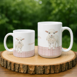 Personalized Cute Lamb Baby Sheep Name Mug コーヒーマグカップ