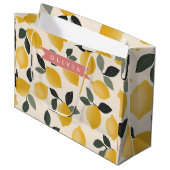 Personalized Cute Lemon Pattern Fresh Summer ラージペーパーバッグ (正面アングル)