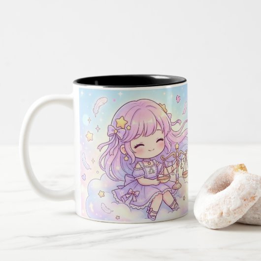 Personalized Cute Libra Zodiac Mug ツートーンマグカップ (ドーナツ)