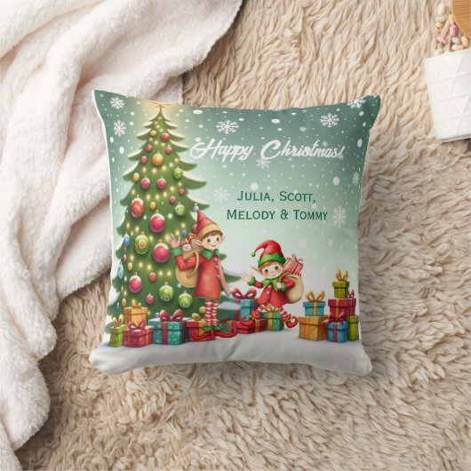 Personalized Cute Little Elf Christmas Photo クッション (ブランケット)