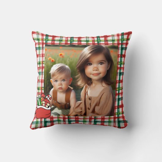 Personalized Cute Little Elf Christmas Photo クッション (裏面)