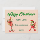 Personalized Cute Little Elf Christmas Photo シーズンカード (正面)