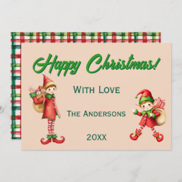 Personalized Cute Little Elf Christmas Photo シーズンカード
