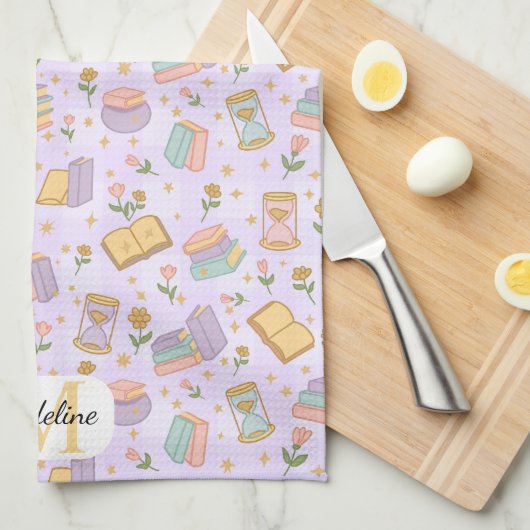 Personalized Cute Magic Monogram Kitchen Towels キッチンタオル (四つ折り)
