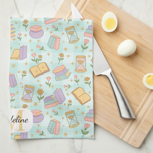Personalized Cute Magic Monogram Kitchen Towels キッチンタオル (四つ折り)