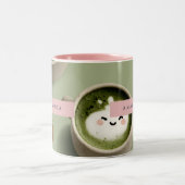Personalized Cute Matcha Latte Pattern ツートーンマグカップ (中央)