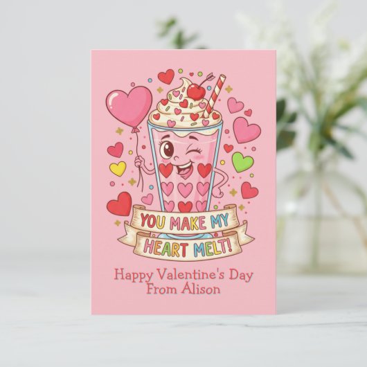 Personalized Cute Milkshake Classroom Valentine (スタンド正面)