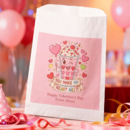 Personalized Cute Milkshake Classroom Valentine フェイバーバッグ