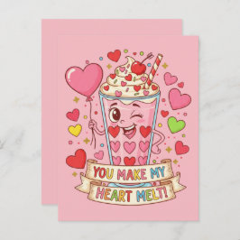Personalized Cute Milkshake Classroom Valentine ポストカード
