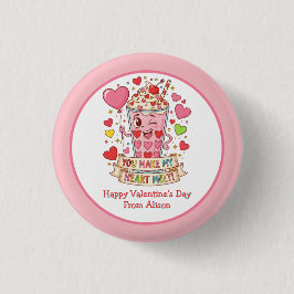 Personalized Cute Milkshake Classroom Valentine 缶バッジ