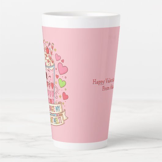 Personalized Cute Milkshake Valentine カフェラテマグ (正面)
