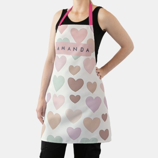 Personalized Cute Minimal Heart Pastel エプロン (インサイチュ)