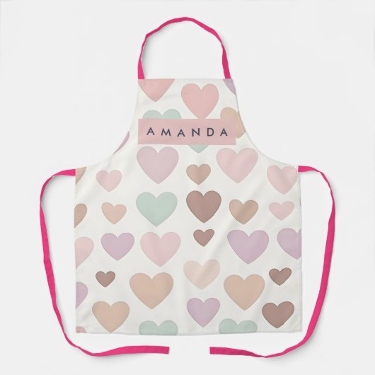 Personalized Cute Minimal Heart Pastel エプロン (正面)
