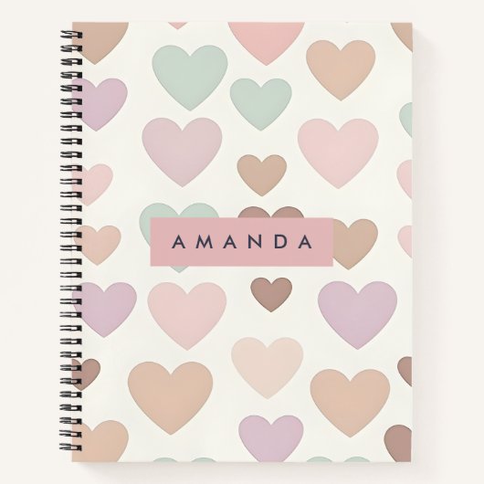 Personalized Cute Minimal Heart Pastel ノートブック (正面)