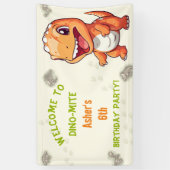 Personalized Cute Orange Dinosaur T-Rex 横断幕 (縦)