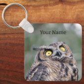 Personalized Cute Owl Keychain - Add Your Name キーホルダー (正面)