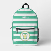 Personalized Cute Owl Stripped Backpack プリントバックパック (正面)