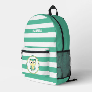 Personalized Cute Owl Stripped Backpack プリントバックパック