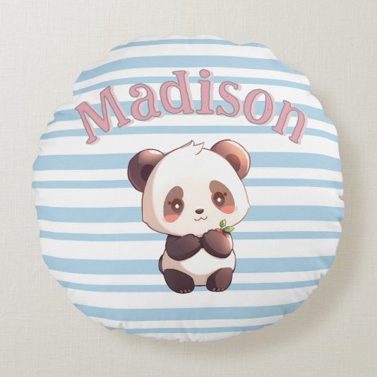 Personalized Cute Panda ラウンドクッション (正面)