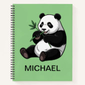 Personalized Cute Panda Bear Greenery Bamboo ノートブック (正面)