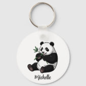 Personalized Cute Panda Bear With Greenery Bamboo キーホルダー (正面)