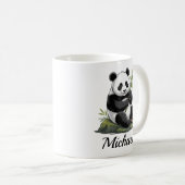 Personalized Cute Panda Bear With Greenery Bamboo コーヒーマグカップ (正面右)