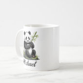 Personalized Cute Panda Bear With Greenery Bamboo コーヒーマグカップ (正面左)