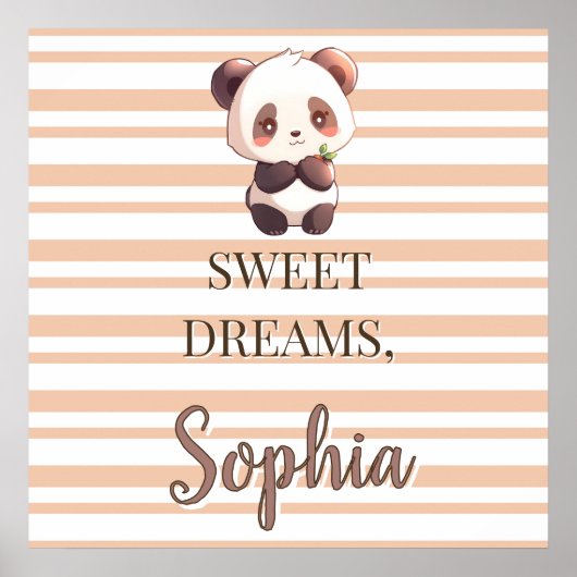 Personalized Cute Panda Sweet Dreams Poster ポスター (正面)