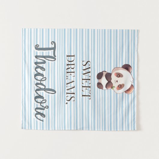 Personalized Cute Panda Sweet Dreams Tapestry タペストリー (正面(横))