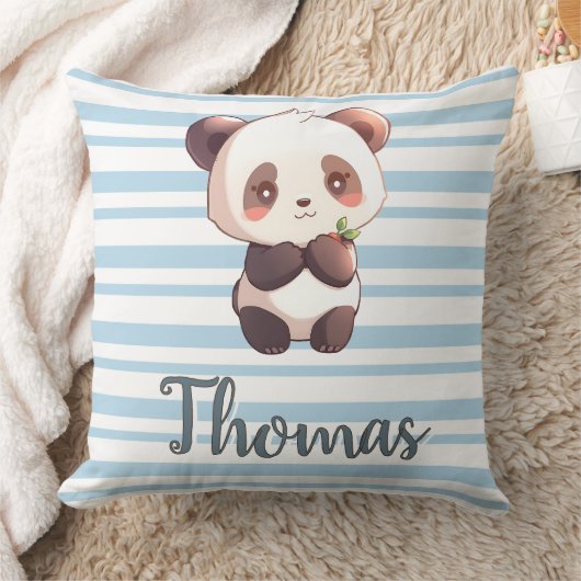 Personalized Cute Panda Throw Pillow クッション (ブランケット)