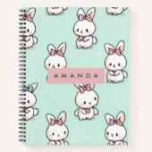 Personalized Cute Pastel Bunny Pattern ノートブック (正面)