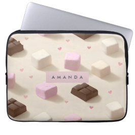 Personalized Cute Pastel Chocolate and Marshmallow ラップトップスリーブ