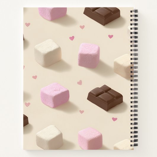 Personalized Cute Pastel Chocolate & Marshmallow ノートブック (裏面)