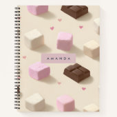 Personalized Cute Pastel Chocolate & Marshmallow ノートブック (正面)