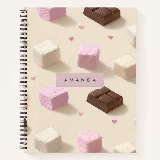 Personalized Cute Pastel Chocolate & Marshmallow ノートブック (正面)