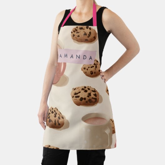 Personalized Cute Pastel Cookies & Milk エプロン (インサイチュ)