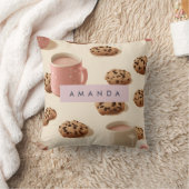 Personalized Cute Pastel Cookies & Milk クッション (ブランケット)