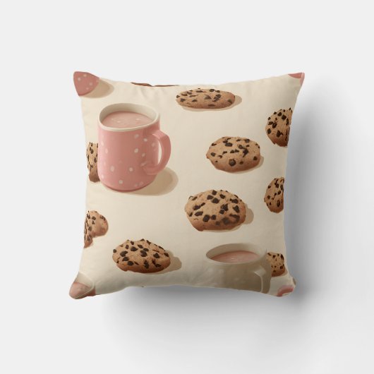 Personalized Cute Pastel Cookies & Milk クッション (裏面)